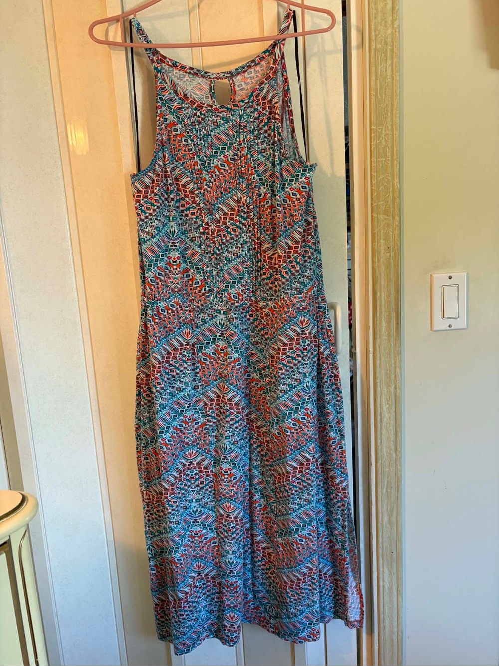 Aventura Teal and Coral Printed Dress - NWOT